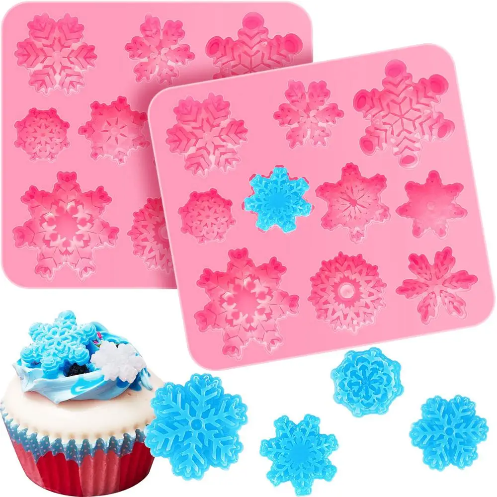 2 Pieces Snowflake Silicone Mold Snowflake Cake Candy Mold For Christmas  Diy Handmade Chocolate Cake Decoration