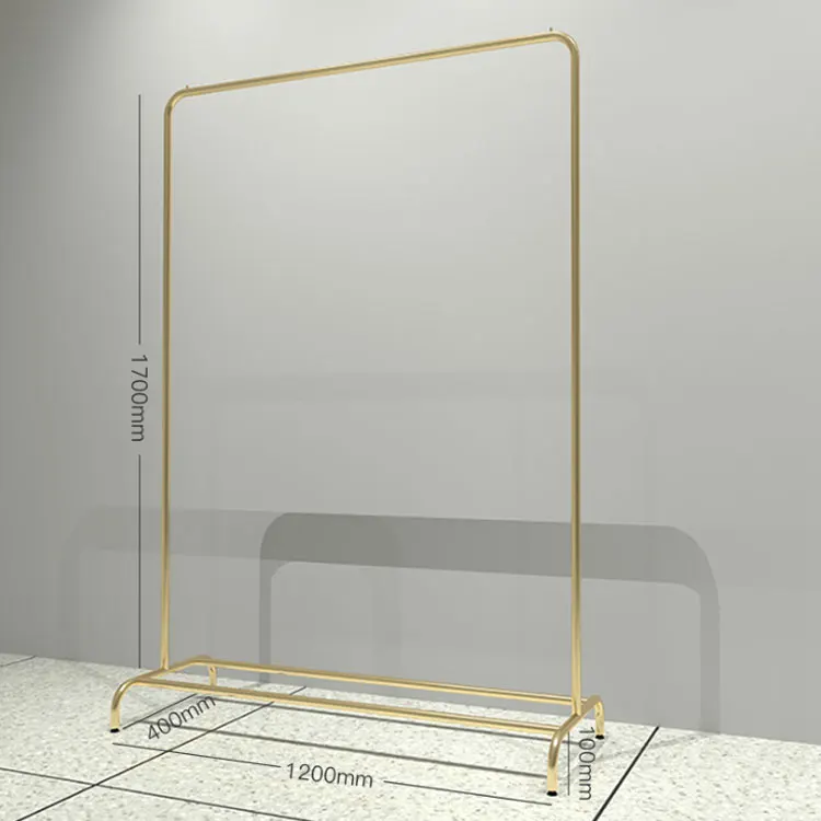 Metal Gold Clothes Hanging Rail Retail Clothing Store Stainless Steel  Garment Display Stand Rack