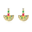 Earrings Fashion Cz Stone Earing Fashion LUOTEEMI Rainbow Pin Earrings Fashion Colorful CZ Stone Women Accessories Earing