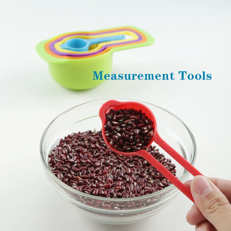 6 Pcs Measuring Cups and Spoons Set Classic Plastic Measuring Spoons for Dry and Liquid Ingredients