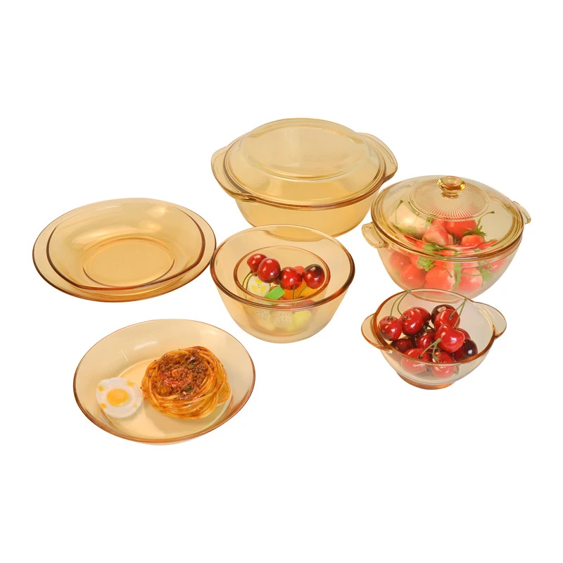 Glass Dinnerware Set with Casserole Plate And Bowls Genre for Kitchen Dinner Table Setting Glass Dinner Set