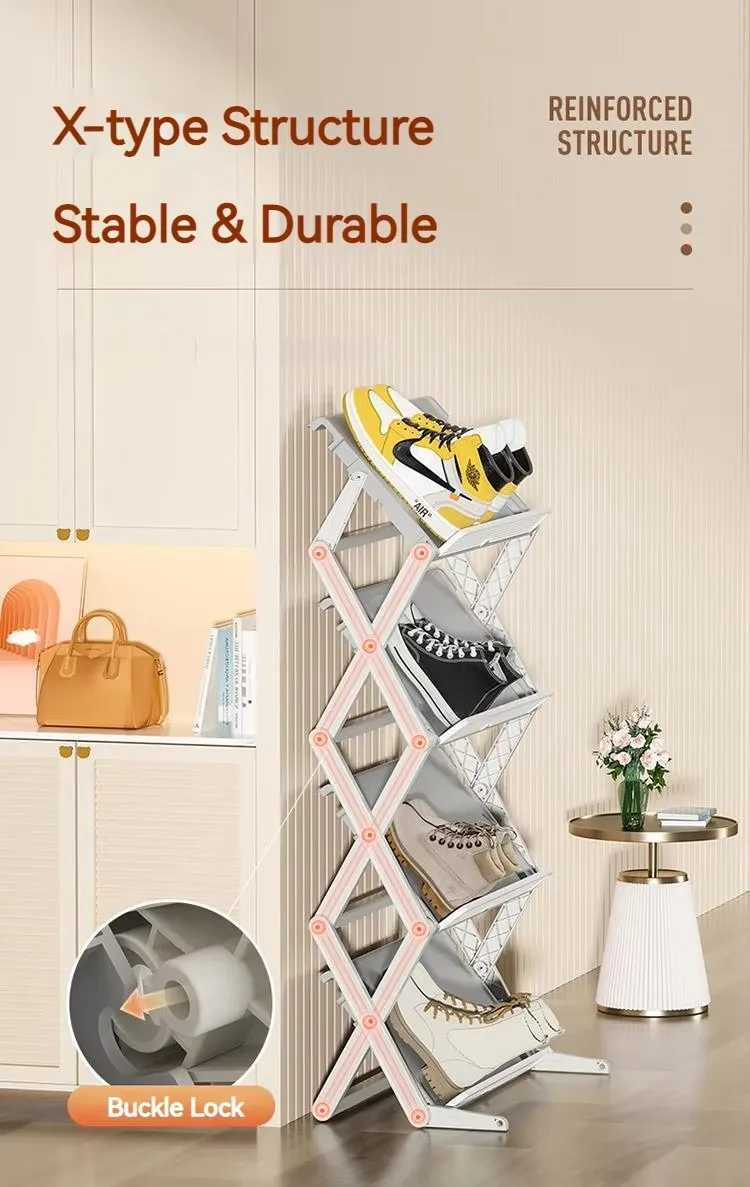High Quality Slant Type Plastic Foldable Shoe Rack Household Storage Organizer Stand Convenient Shoes Holder details
