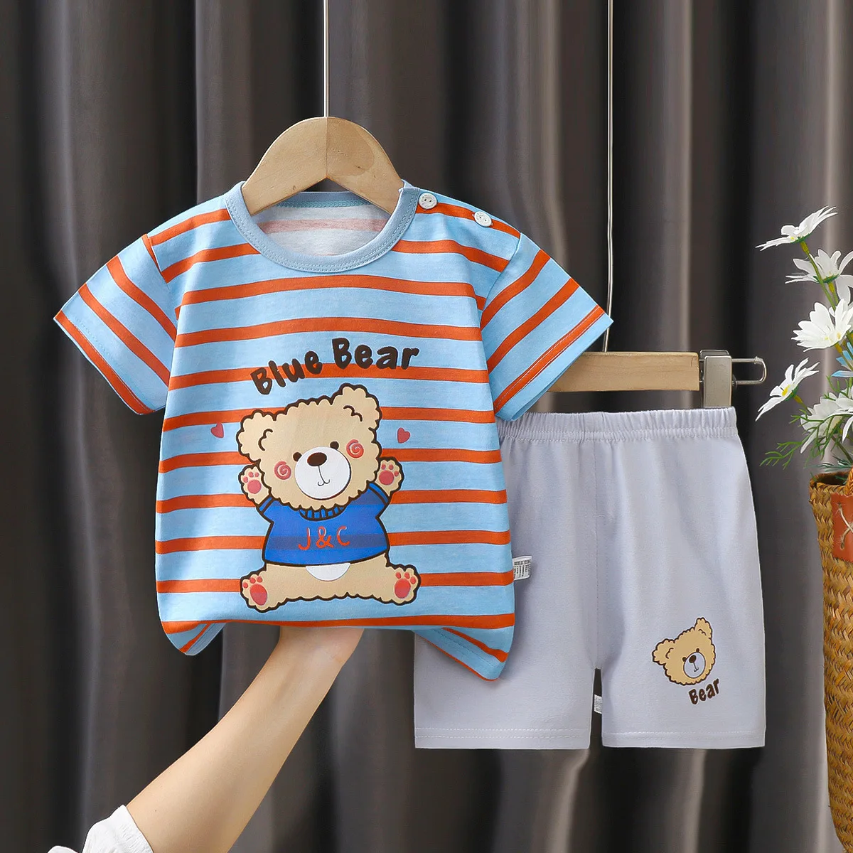 Summer Children's Clothing Baby Pure Cotton Round Neck Short
