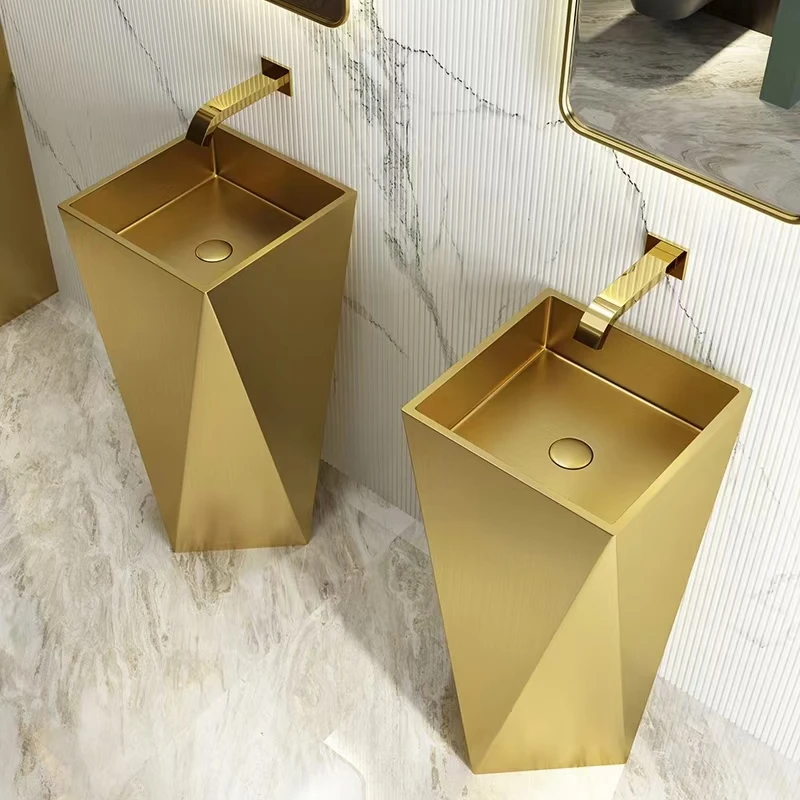 Hand Wash Basin With  Pedestal Stainless Steel 304 Freestanding Outdoor  Wash Sinks Round Square Gold Black Bronze