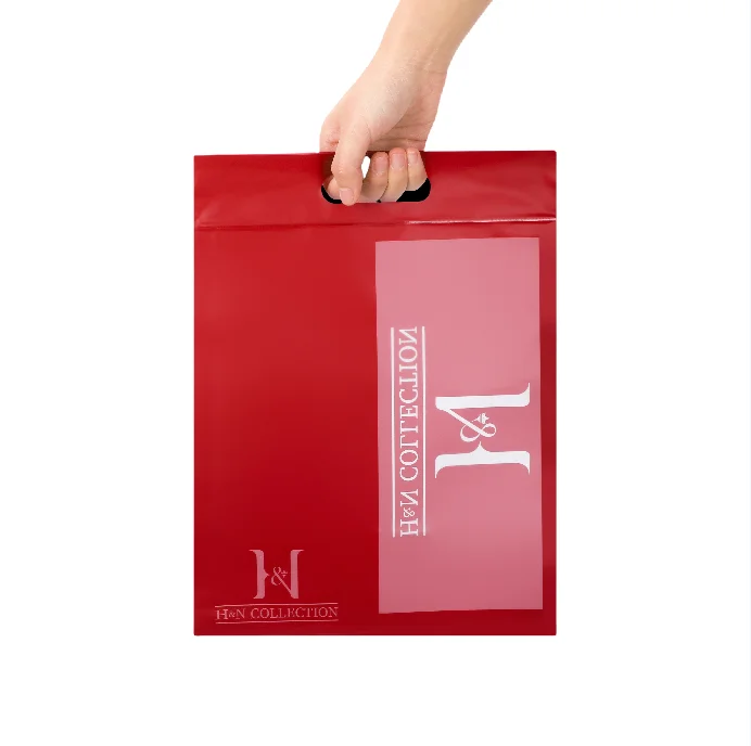 Custom Printed Logo Plastic/Pe Handle Die Cut Bag Shopping Bag For Clothing And Shoe Packing Plastic Bag