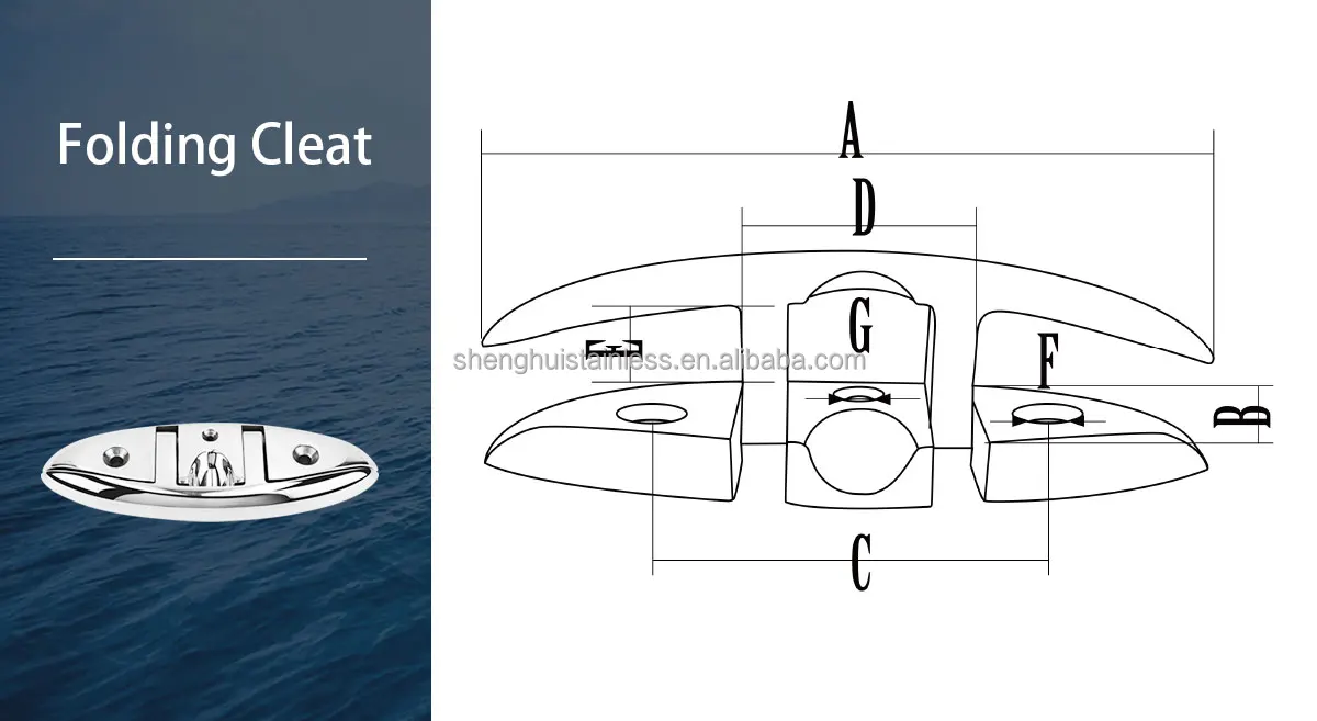 product yacht hardware cleat foldaway cast g316 stainless steel 129mm 5-2
