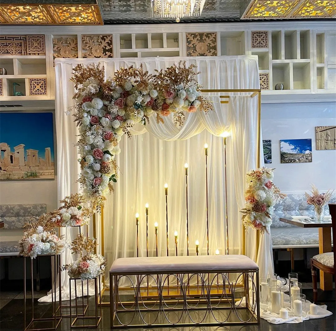 10head Metal Gold Candlestick Ac Powered Led Light Source For Wedding