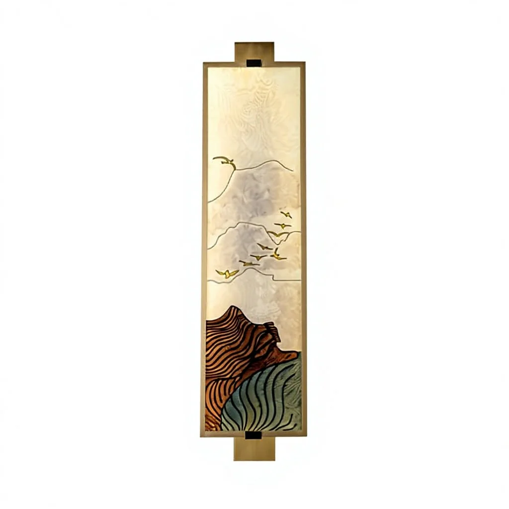 Enamel-painted New Chinese Style All-Copper LED High-End Wall Lamp for Living Room Bedroom Corridor & Bedside