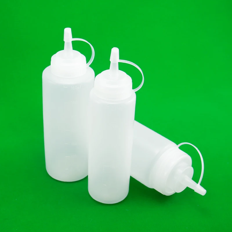 Hot Sale 8oz 12oz  16oz Plastic Ldpe Food Grade Squeeze Sauce Bottle For Salad Sauce Jam Bottle With Long Thin Tip