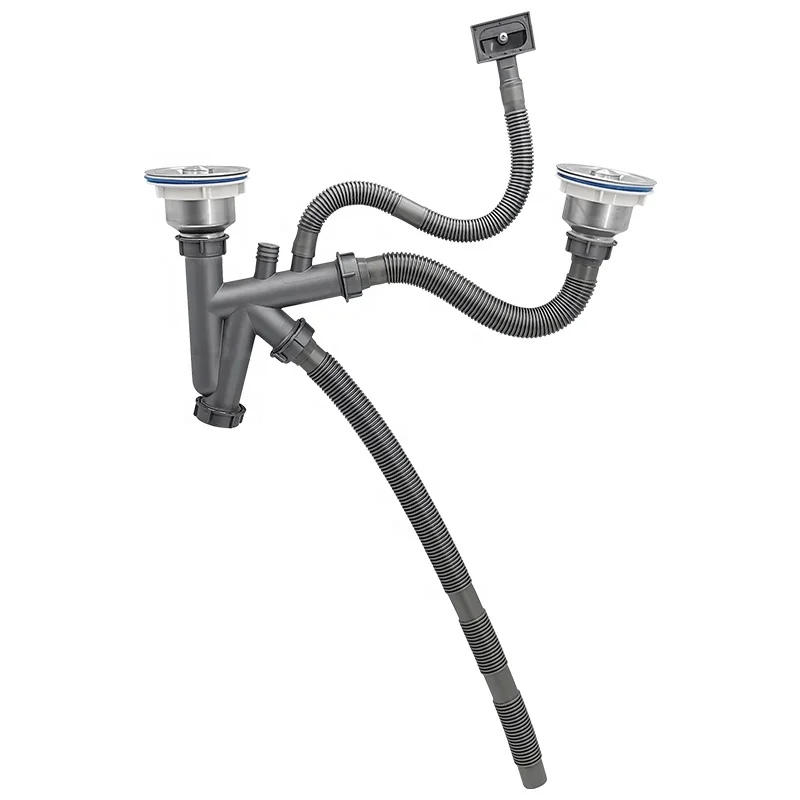 أنابيب الصرف الفولاذ المقاوم للصدأ أنابيب تصريف أنابيب الصرف الصحي لمغسلة مطبخ مزدوجة وعاء 110 مم/114 ملم تصريف مرشح المطبخ مزدوج