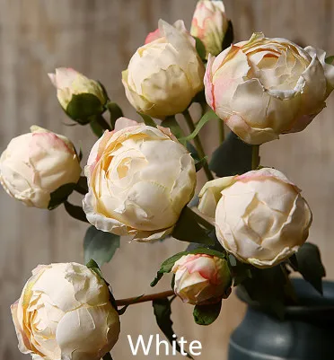 9 Heads Artificial Peony Bundle Silk Flower Bouquet Blush Pink Wedding ...