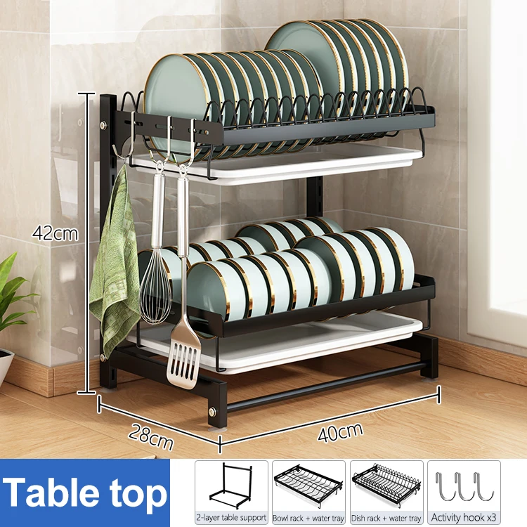 Bowl Wall Mounted Kitchen Over The Sink Dish Rack Dish Racks Hanging Sink 2  Tier with Tray - China Dish Rack and Kitchen Dish Rack price