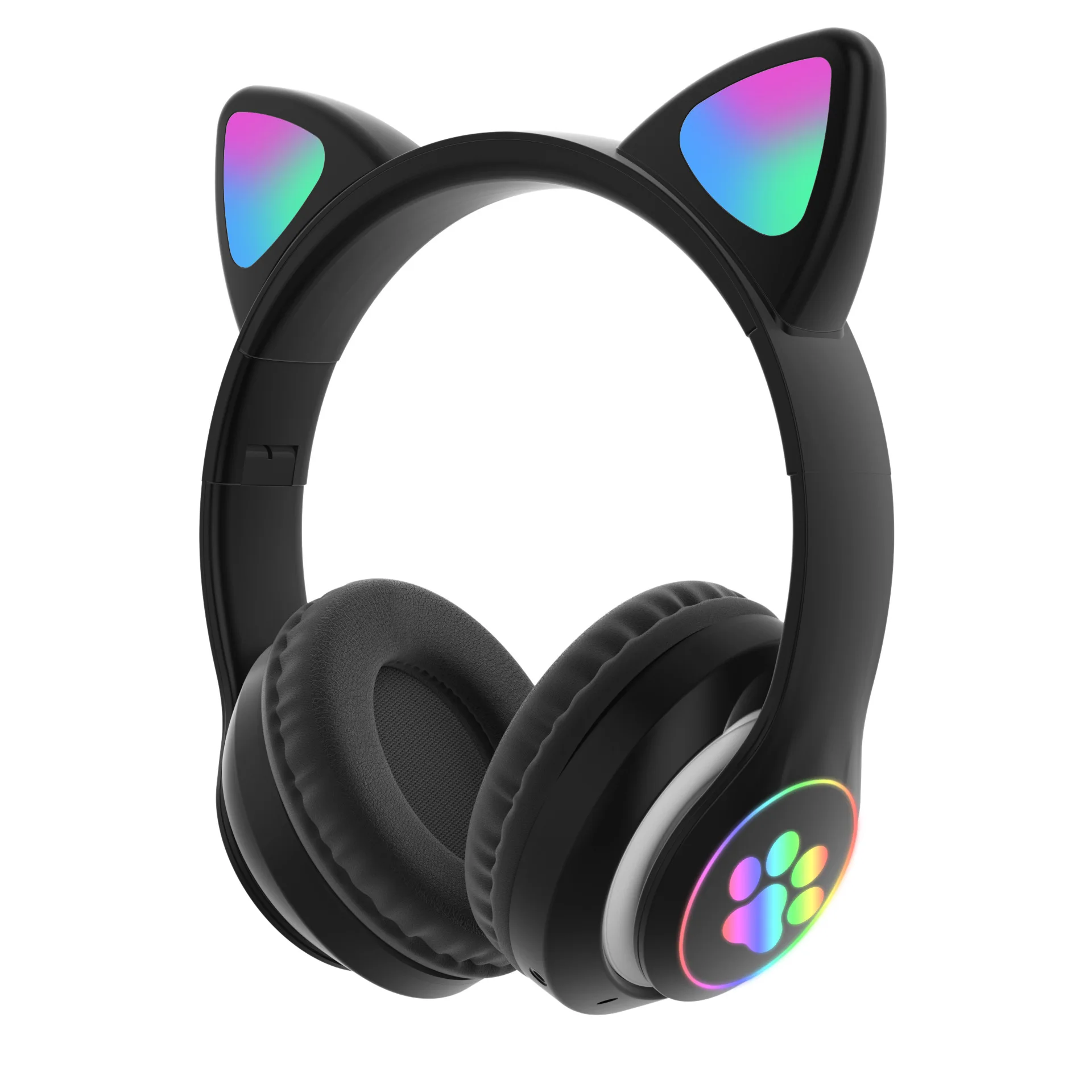 Sans fil Bluetooth 5.0 Led éclairé mignon chat Design élégant casque bleu  couleur enfant fille mais-chat casque