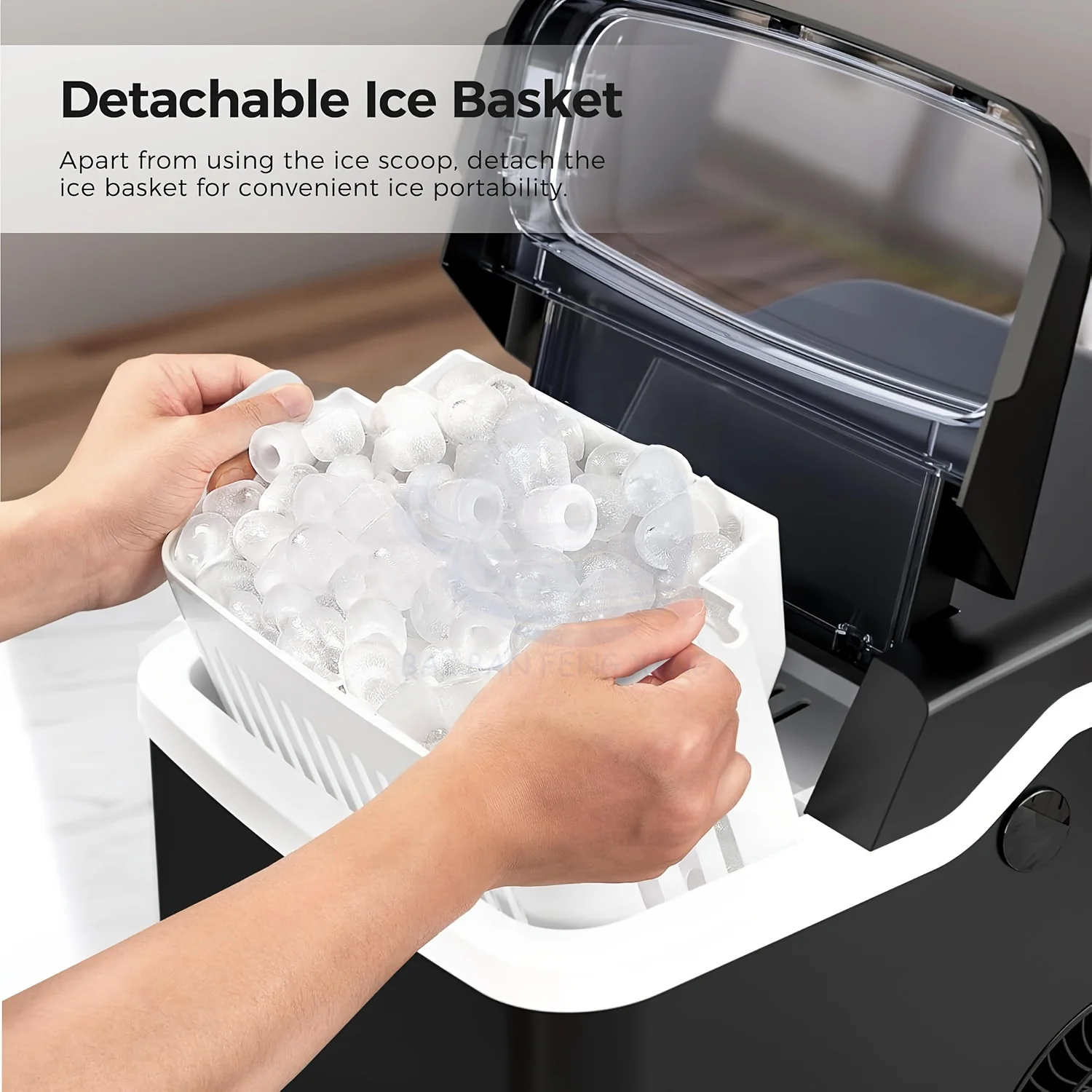 ポータブル高効率製氷機 プラスチックハウジング 家庭用・屋外使用 複数の厚肉弾丸型氷キューブ金型 高速製氷 5