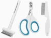 Peigne blanc à boucle ouverte, coupe-ongles bleu à double trou, peigne anti-puces