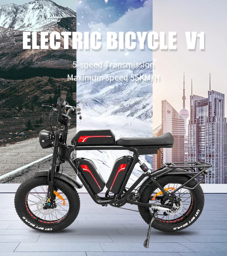 20"x4 Wheel Ebike 1000w X2 Dual Motor Electric Bicycle 22ah*3 Triple