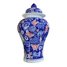 Jingdezhen ceramics blue and white porcelain vases with butterflies and flowers Pattern Handmade luxury vase