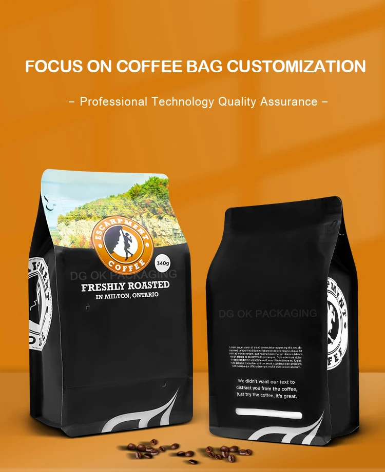 Custom Aluminum Foil Packaging Bags Side Gusseted Coffee Bag Coffee Bean Coffee Bag With Valve 7692