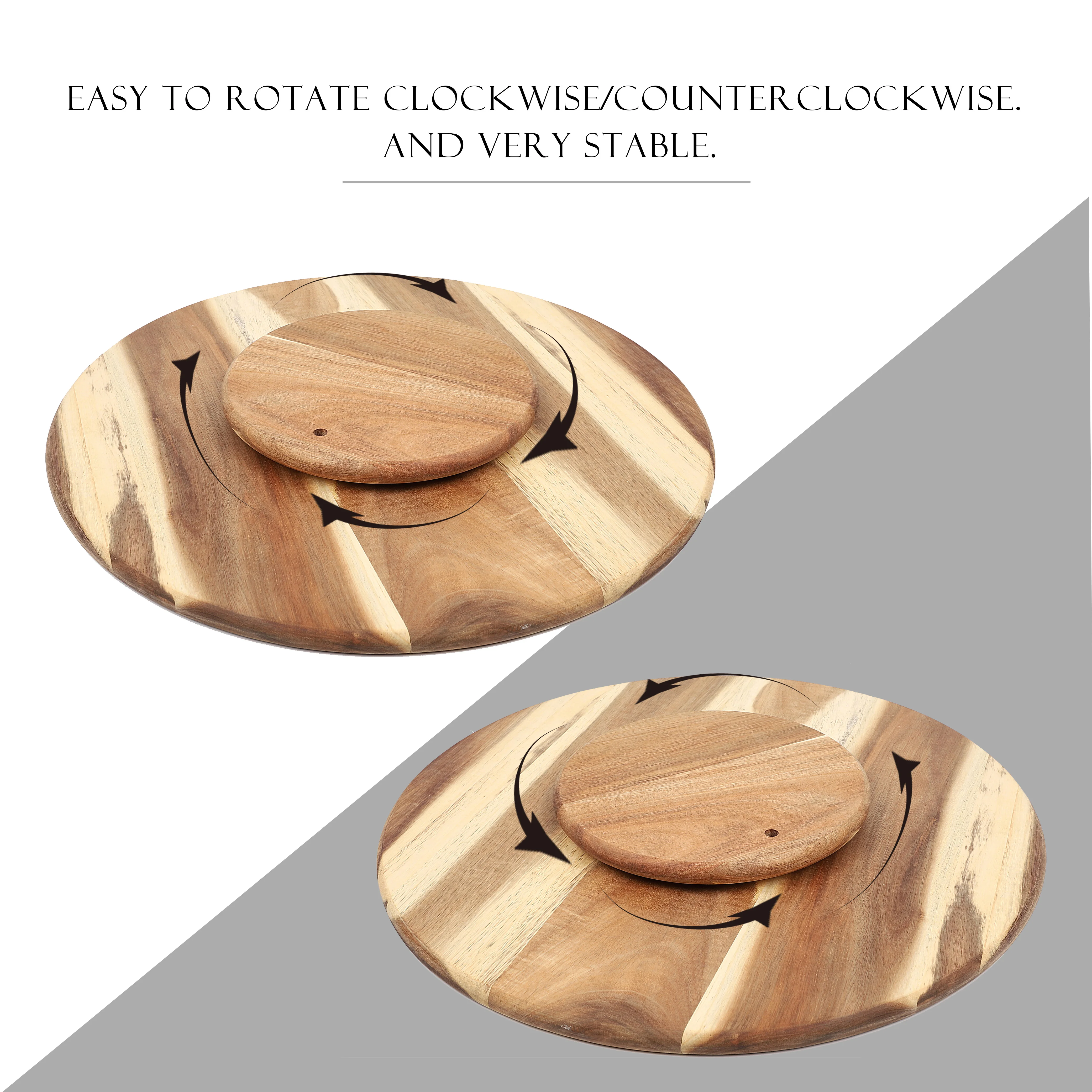 Wholesale Durable Kitchen Turntable Acacia Wood large size Lazy Susan cheese board for home , party ,wedding ,