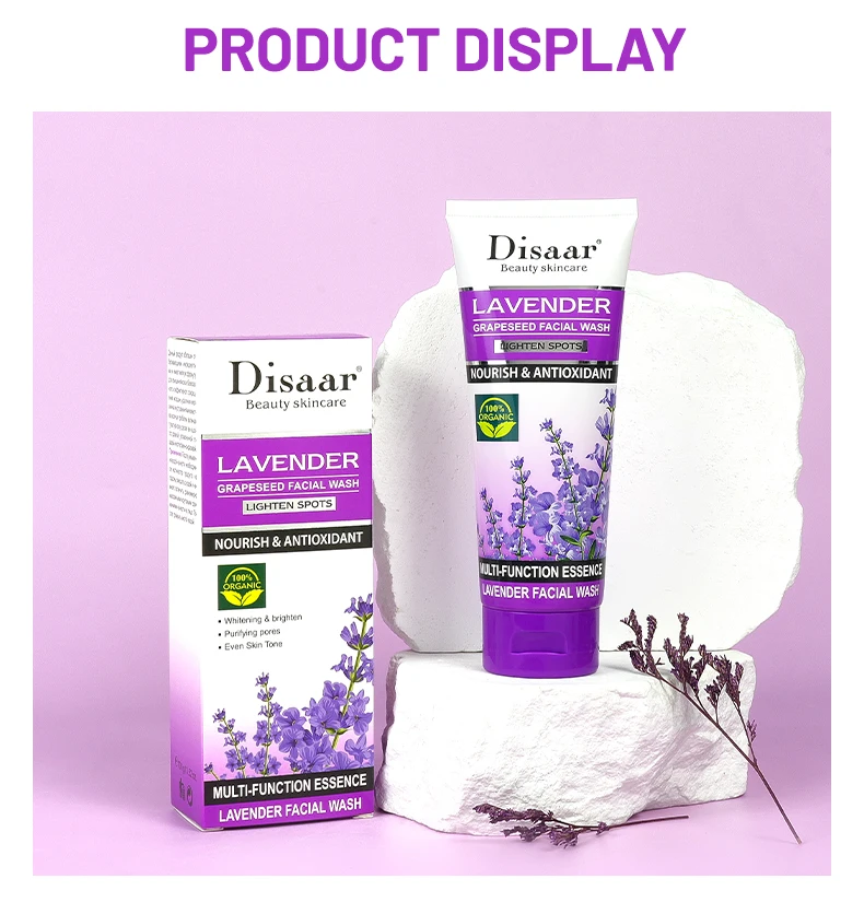 Oem Odm Lavender Facial Wash With Grape Seed & Niacinamide Face Pore Clean Brightening Skin Deep Cleans Face Wash For Women