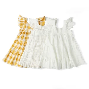 Custom Ruffle Sleeve Toddler Little Girl Dress Summer Infants Dress Party Daily Knee Length Children Skirt
