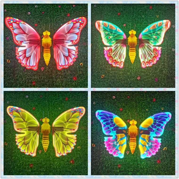 3d Dynamic Lighting Butterflies High-lumen SMD 12v Low Voltage Disassembled ABS Material for Outdoor Garden Street Decoration