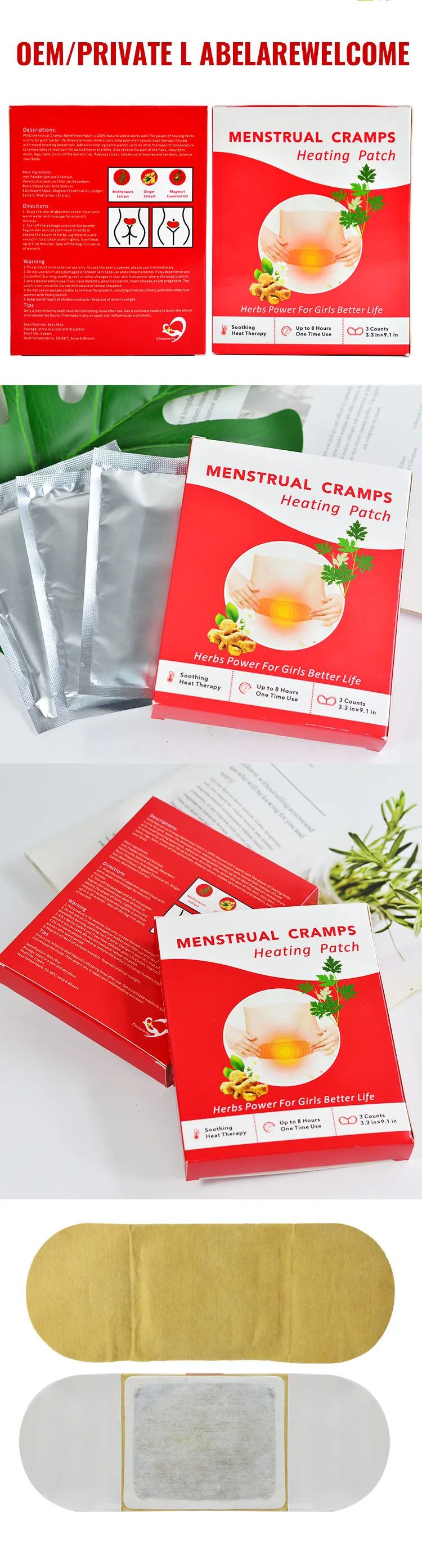 Menstrual Cramps Heating Period Warmer Patch Pain Relief Pad Heat Women