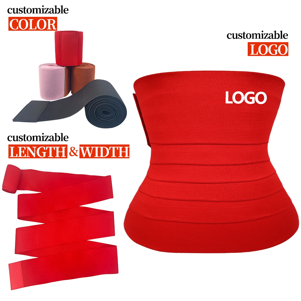 Custom logo pink tummy bandage wrap belt breathable corset waist and thigh trainer shaper for women