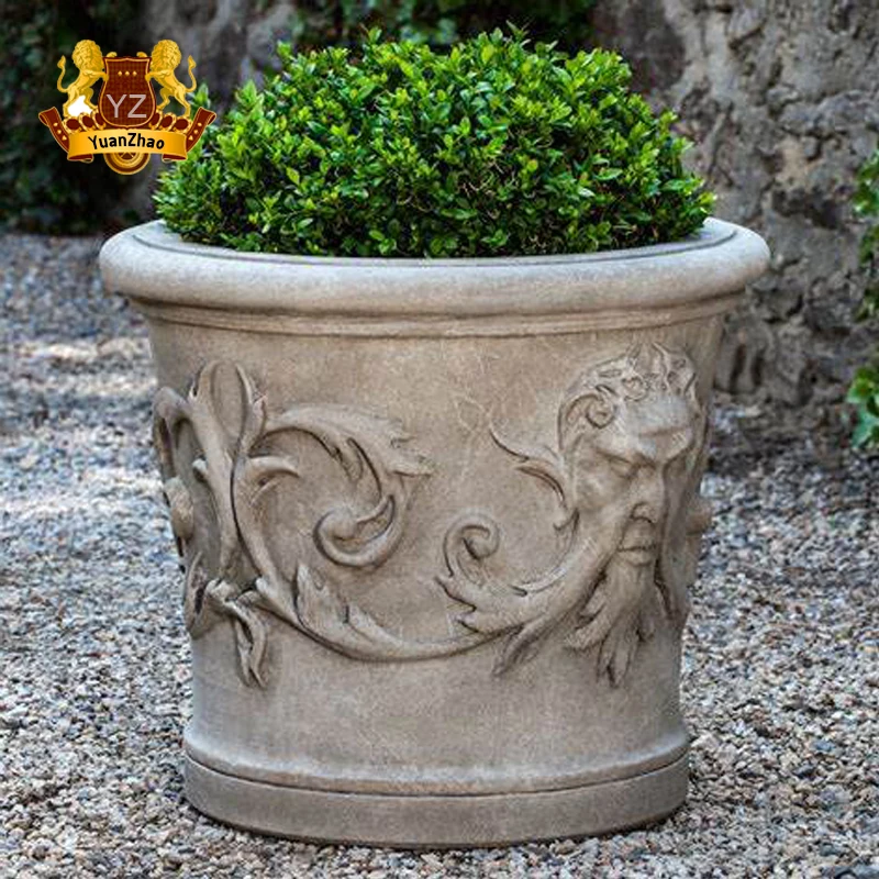 High Modern Western Simple Structure Large Stone Garden Pots High Flower Pot Stand for Outdoor Home Use