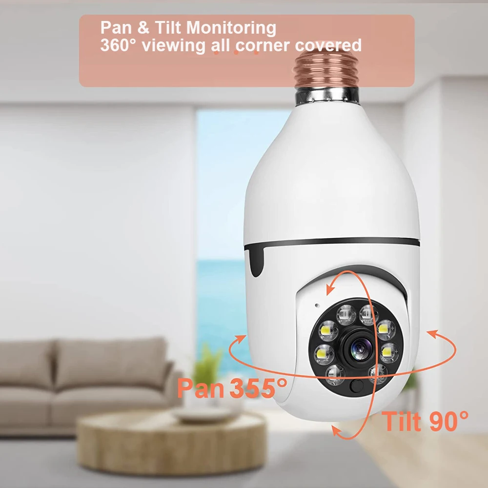 FansuTi  E27 Tuya Smart Light Bulb Camera 3MP Light Bulb Camera Motion Detection Full Color Pan Tilt 360 Degree Panoramic