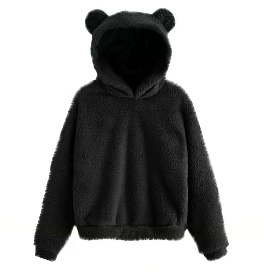 Оптовая продажа, пушистые ушки кролика на осень и зиму, сохраняют тепло, высококачественный Женский пуловер с капюшоном