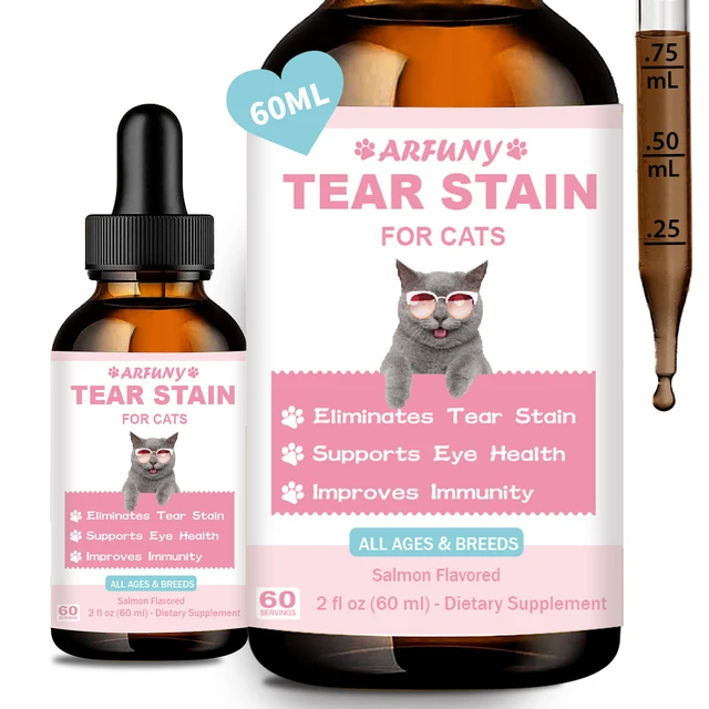 Tear Stain Supplement Drops for Cat,Prevent and Eliminate Cats Tear Stains,Cat Tear Stain Remover for Eye Health, Immune System