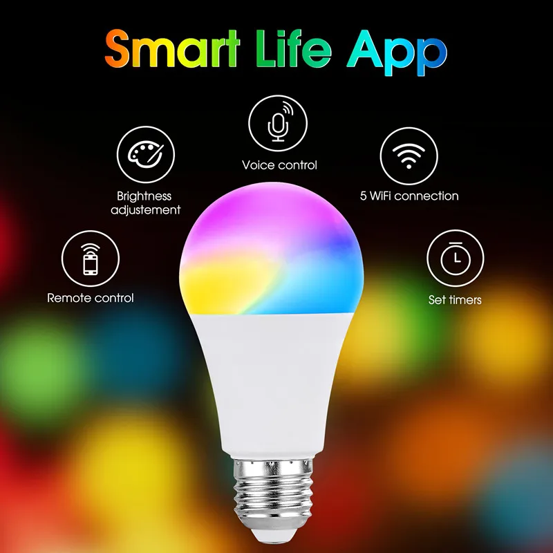 Smart Bulb Alexa Wifi Smart Bulb Controlled by Tuya App Alexa and Google RGB Color Changing
