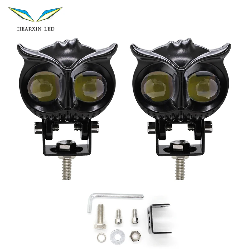 12-80V фара мотоцикла водонепроницаемый светодиодный свет работы с формой сова мотоциклетные фары автомобиля желтого цвета для ближнего и дальнего света