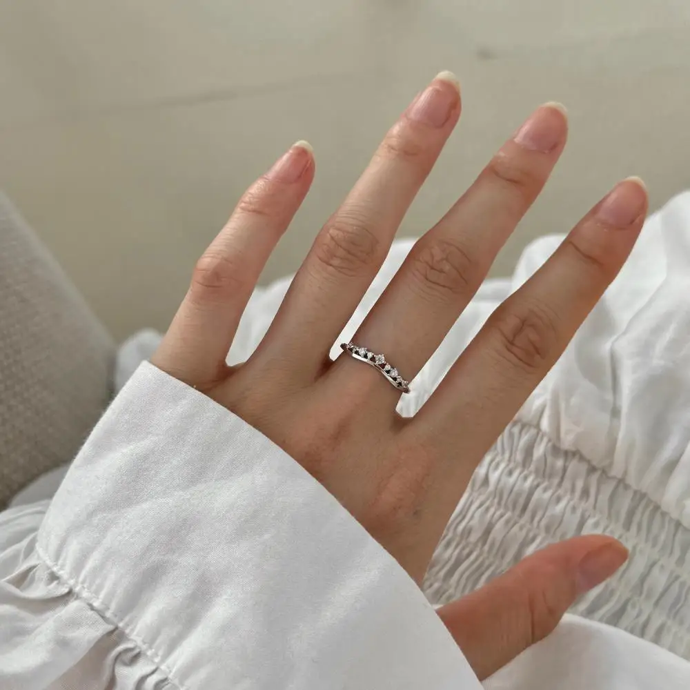 KAKODIY Crown Shape Open Adjustable Promise Ring Wedding 925 Sterling Silver Ring for Women detail 2