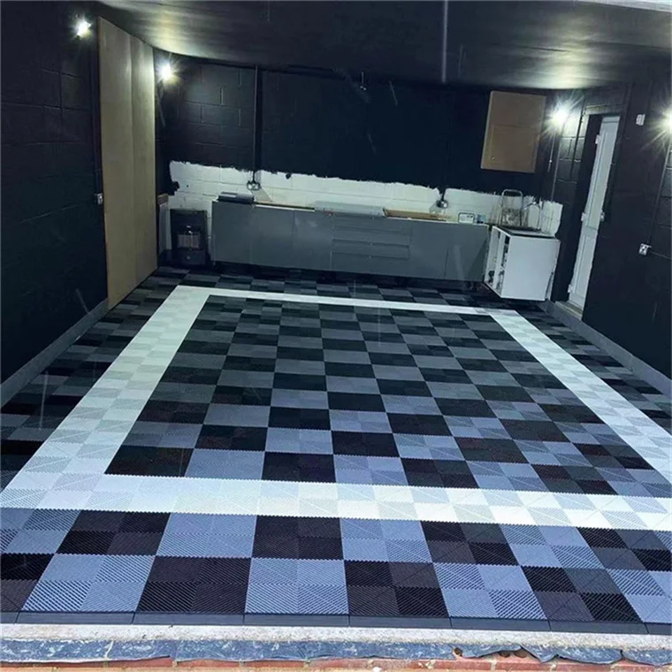 Plastic Flooring Anti Slip Interlocking Drainage Garage Floor Tiles Rubber Tile Simple Color Indoor Plastic Flooring