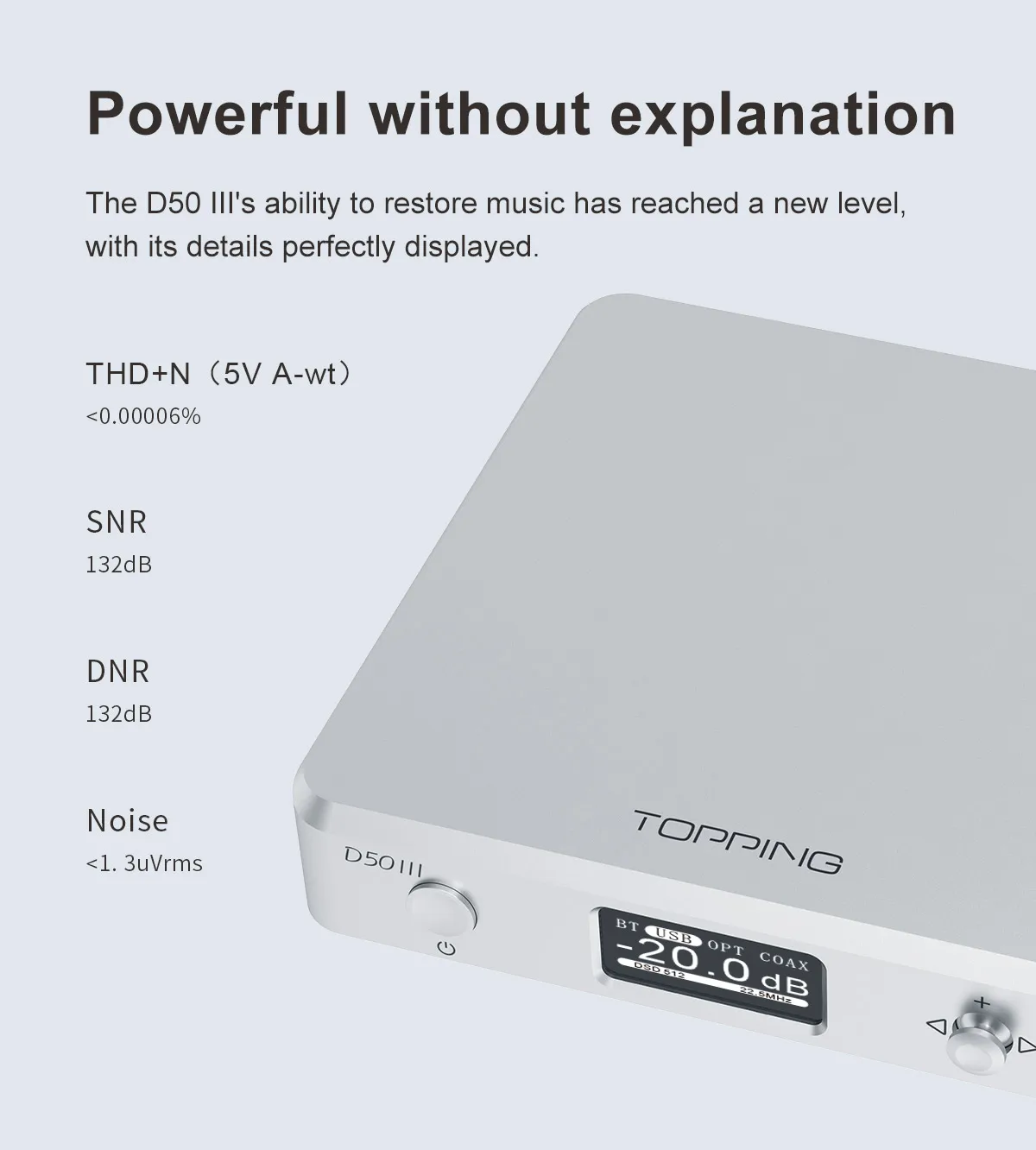 TOPPING D50 III Desktop HiFi DAC Decode Hi-Res Audio Dual ES9039Q2M ...