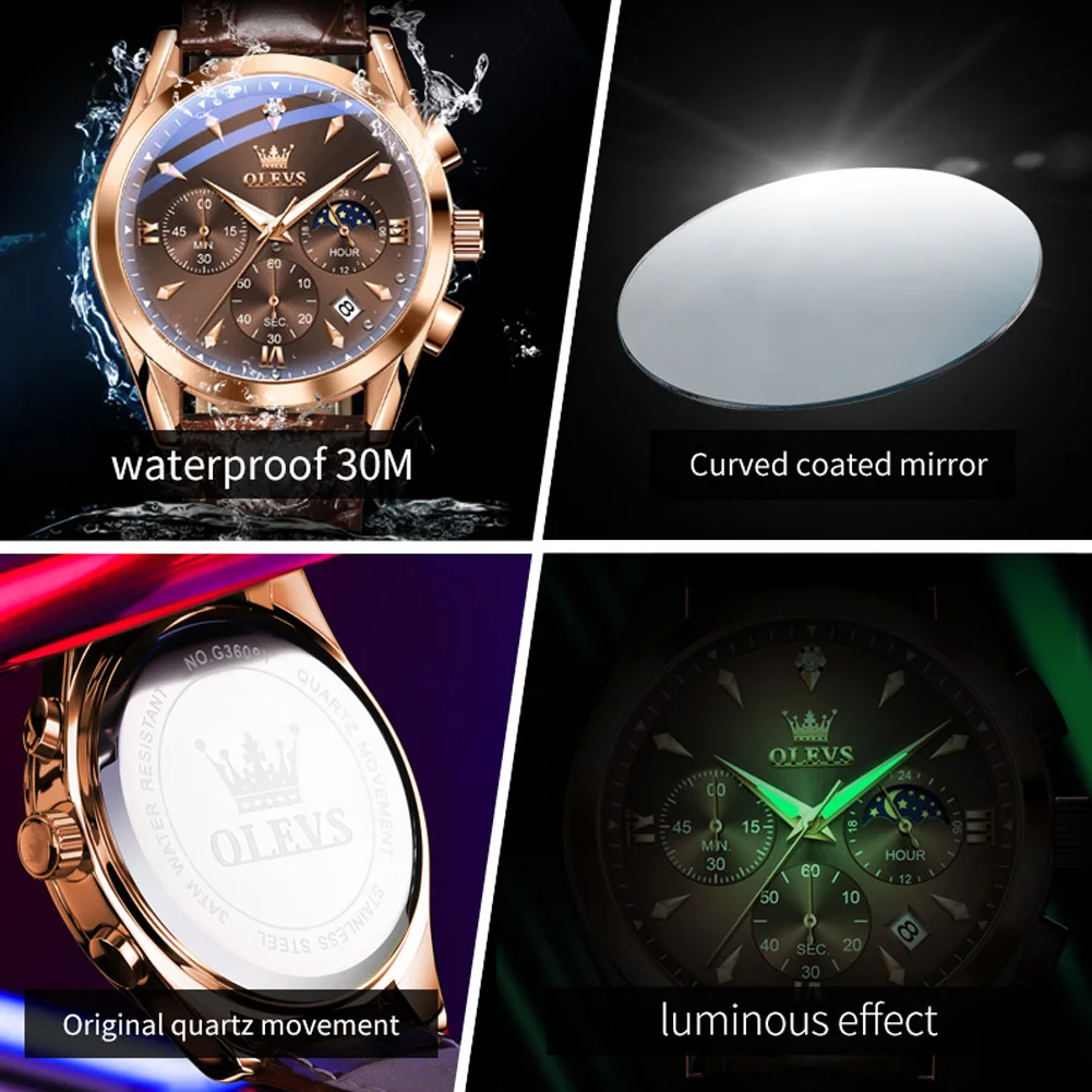 OLEVS 3609 Men's Business Quartz Watch Luxury Fashion