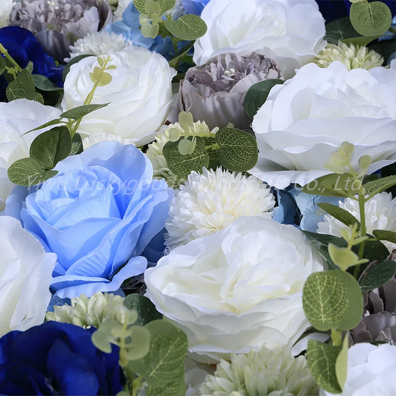 Blue Flower Wall 8ft X 8ft Artificial Rose Flower Wall Panel For