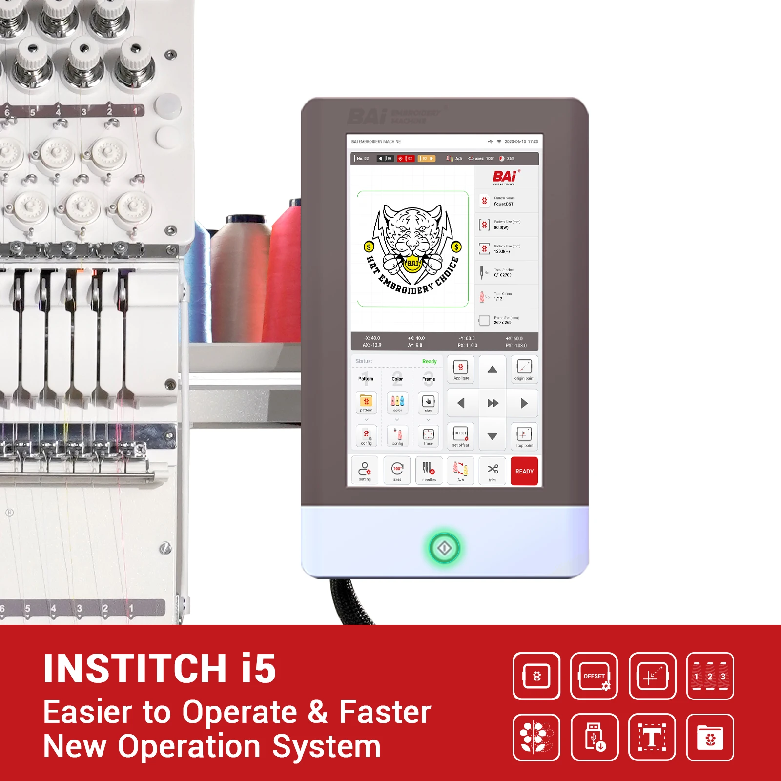 BAi Single Head Automatic Computerized Embroidery Machine Easy to Operate for Beginner