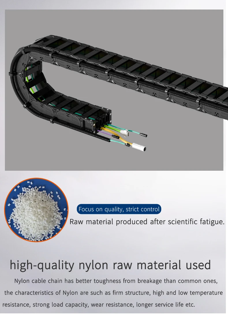 重荷重長距離ケーブル牽引チェーンナイロン樹脂製ドラッグチェーンワイヤープロテクター(機械スタッカー用)