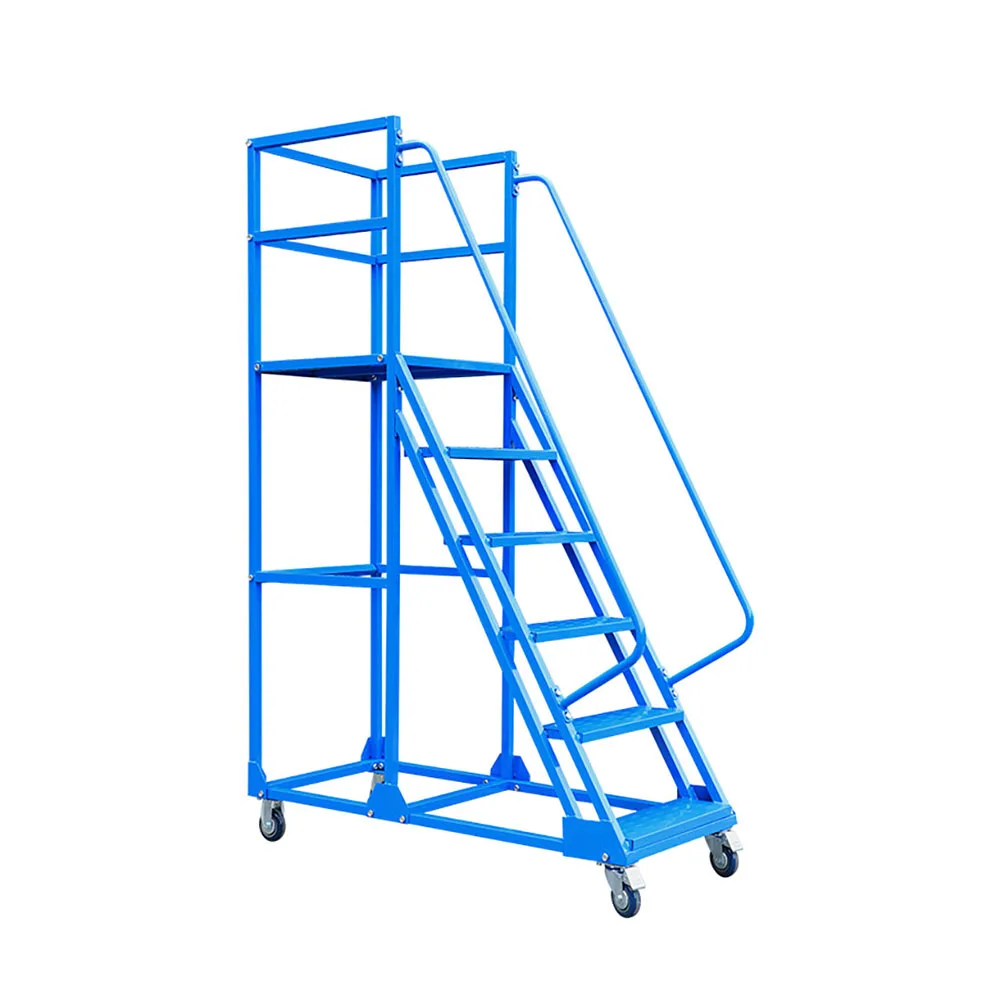 Portable Steel Rolling Mobile Safety Metal Work Platform Ladder With Toe Board