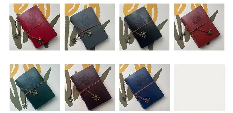 A6 vintage leather cover journals handmade travel kraft paper blank notebook