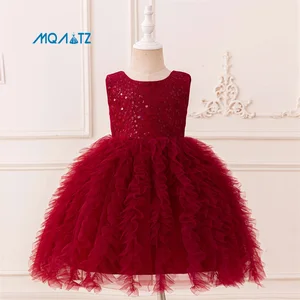 MQATZ Kids Party Dress Flower Girls Dress Christmas Birthday Kids Frock Flower Wedding Dress for 4-8 Years Old