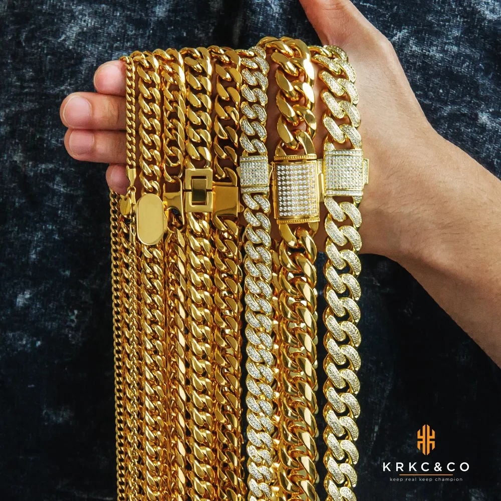 Custom Gold Chain 14k Real Gold Plated Prong Iced Out Jewelry Diamond