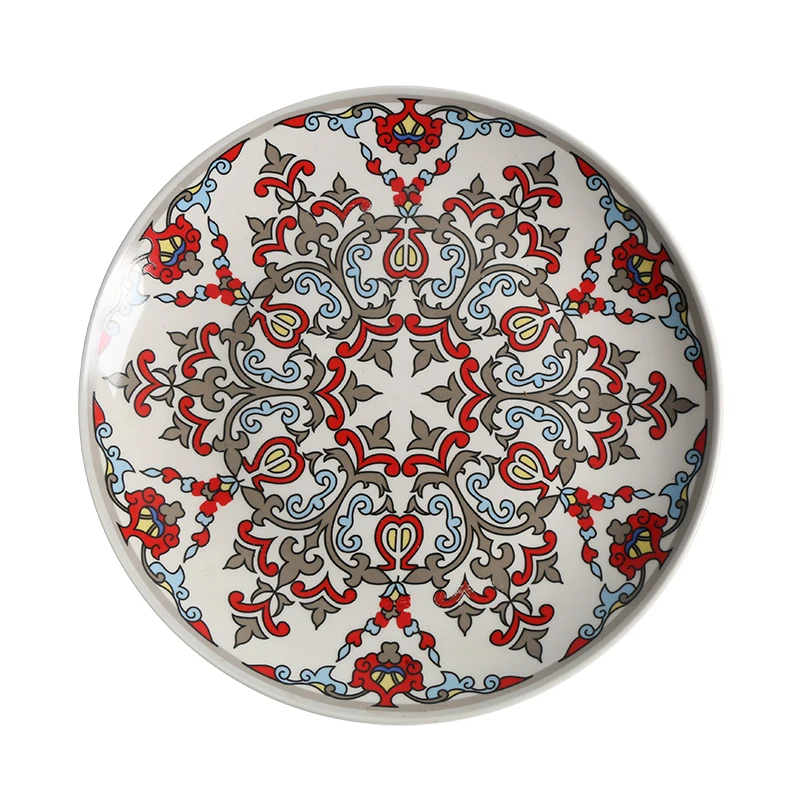 Hot Sale Dinner Plate Customized Decal Porcelain Plate Bohemian Style