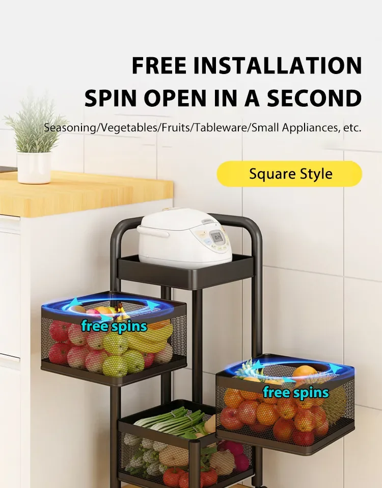 Household Rotating Multi Layer Kitchen Shelf Round Layered Standing