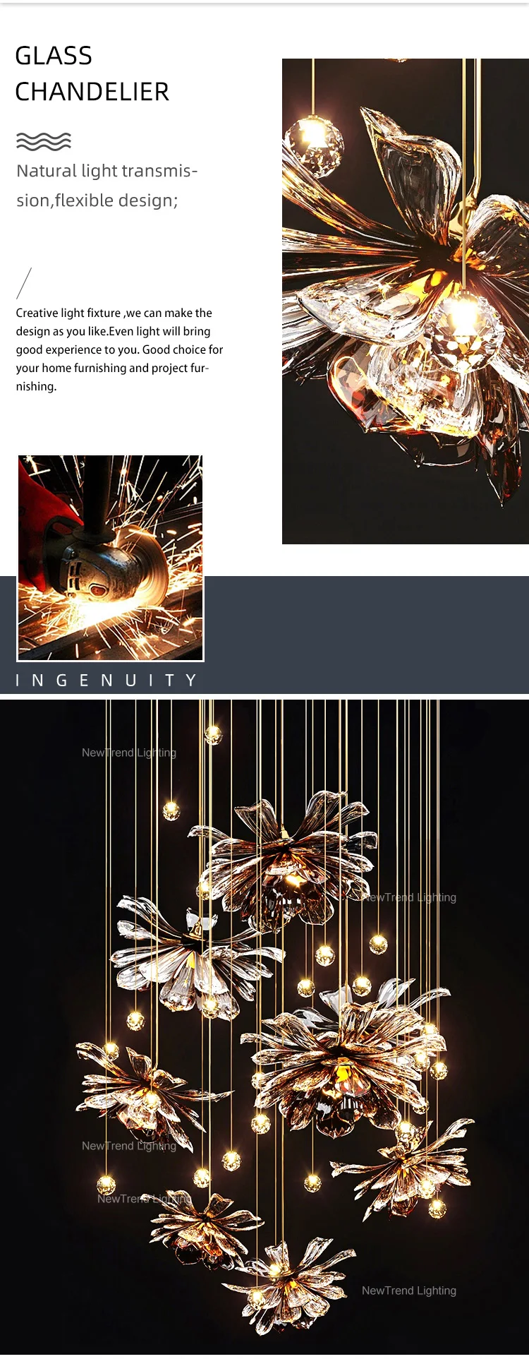 cpl 276 natural style indoor inspired lamp villa apartment living room staircase flower glass wedding led chandelier -1