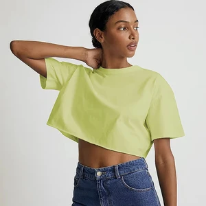 Women's Boxy Cropped Short Sleeve Yoga Crop Top Custom Logo Front Print Plus Size Breathable