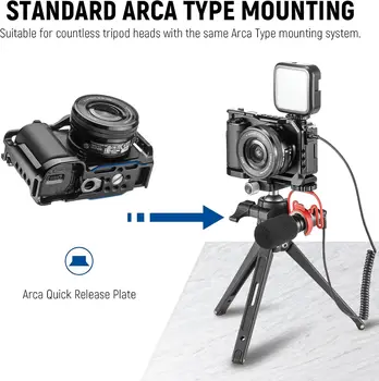 NEEWER ZV-E10 Camera Cage Compatible with Sony ZV-E10, Aluminum Video Shooting Cage Rig with Arca Type QR Plate, 1/4" Threads detail image